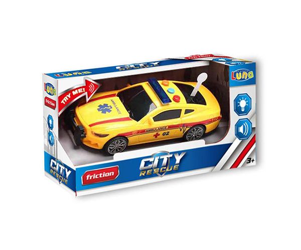 City Rescue ambulanță cu sunete și lumini galben