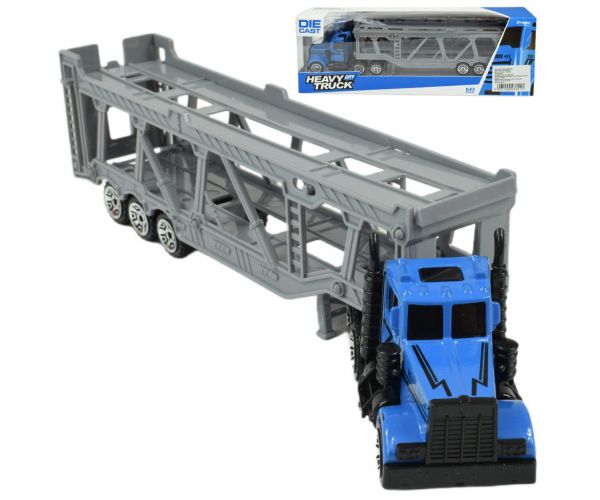 City Truck: Kék autószállító csőrös kamion 22cm