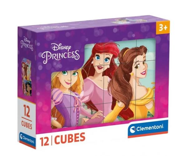 Clementoni: Cuburi de poveste cu Prințese Disney, set de 12 bucăți