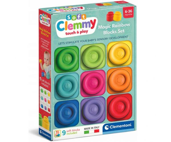 Clemmy: Set de 9 blocuri moi în culorile curcubeului - Clementoni