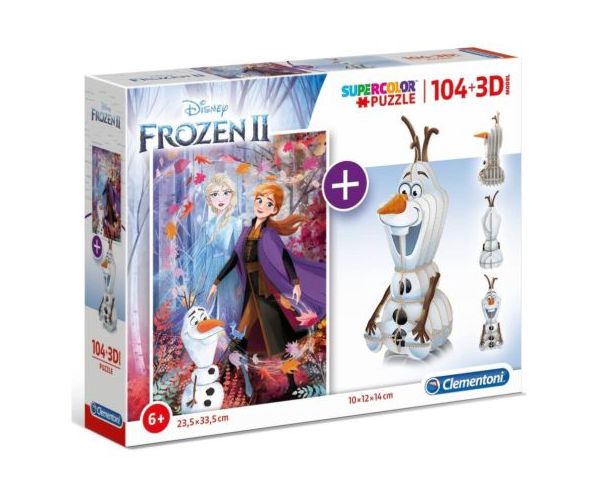 Clementoni: Disney Jégvarázs 2 az 1-ben 104db-os puzzle és Olaf modell