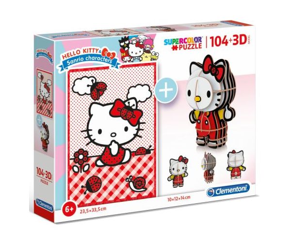 Clementoni: Hello Kitty 2 az 1-ben 104db-os puzzle és modell figura
