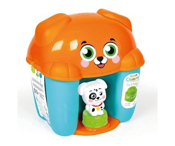 Clemmy joc de construcție cățel maro moale într-o cutie de depozitare set - Clementoni