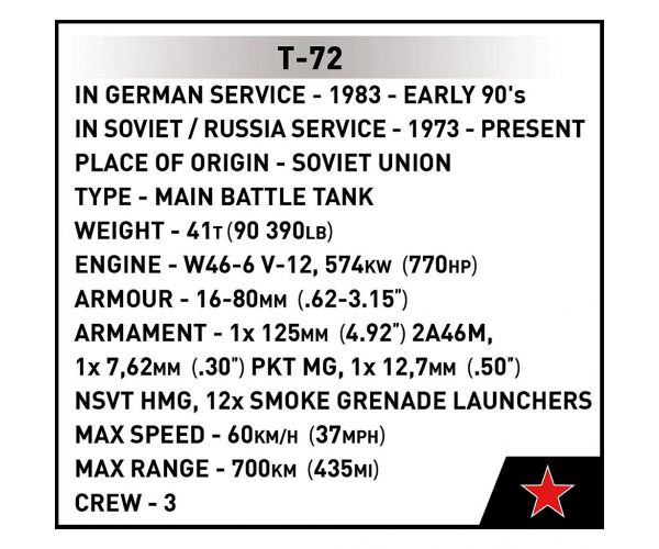 COBI: Armed Forces T-72 (Germania de Est/URSS) set de construcție pentru tanc (2625)