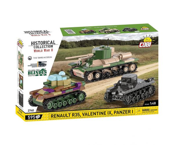 COBI: Panzer I, Renault R35 și Valentine IX – Set de construcție 3 în 1 (2740)