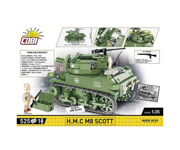 COBI: Set de construcție tanc H.M.C. M8 Scott din Al Doilea Război Mondial (2279)
