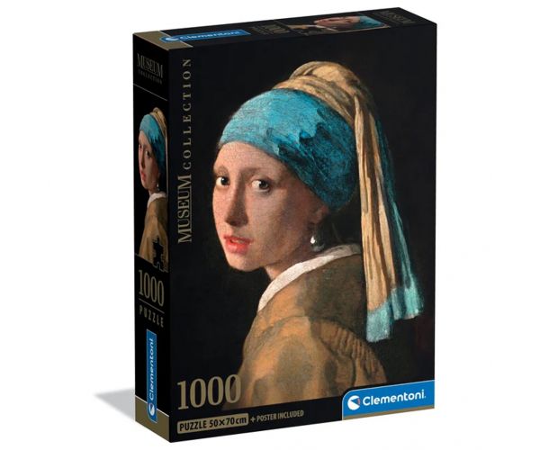 Colecția Muzeului: Johannes Vermeer - Fata cu cercel de perlă puzzle de 1000 de piese cu poster - Clementoni