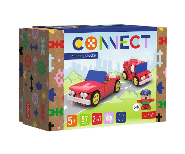 Connect: Set de construcție cu 87 de piese Cabrio și furgon - Trefl