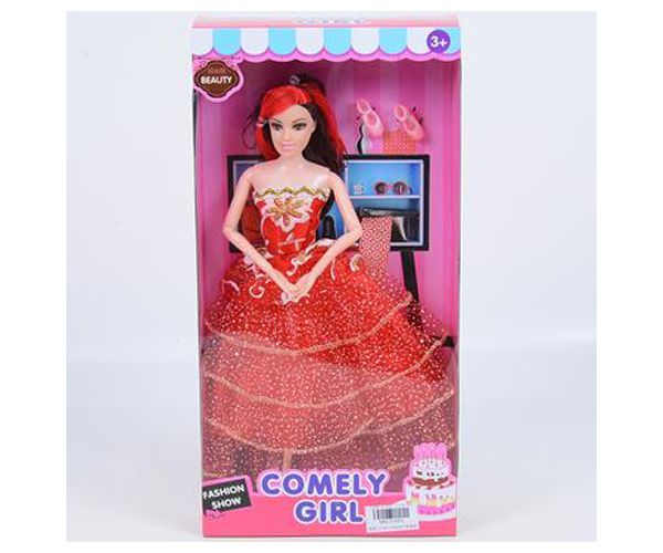 Comely Girl 28cm păpușă de modă în haină culoarea roșie cu accesorii