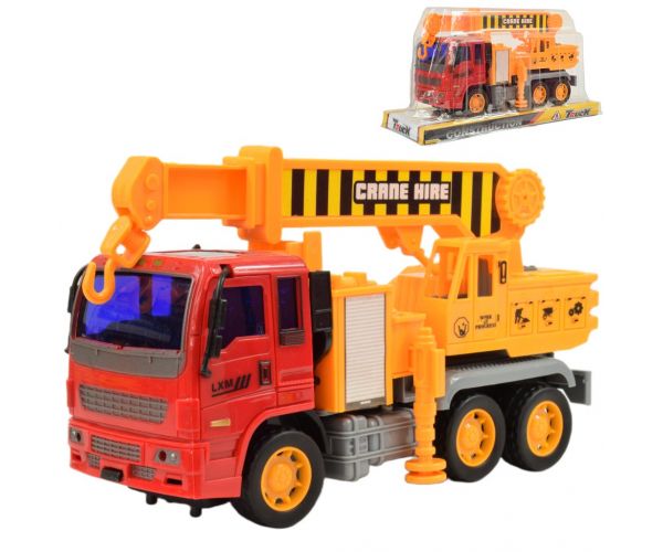 Construction Truck: Camion cu macara dimensiune 19cm