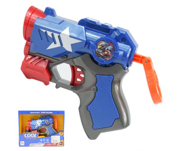 Cool Soft Bullet Gun: Pistol mic cu cartușe de culoare albastră 14cm