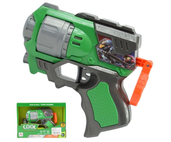 Cool Soft Bullet Gun: Pistol mic cu cartușe de culoare verde 14cm