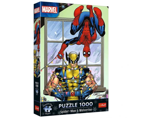 Crăciunul lui Omul Păianjen și Wolverine, puzzle premium plus de calitate, 1000 de piese - Trefl