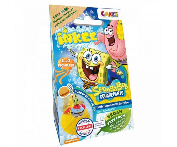 Craze Inkee: Set de bile de baie vegane cu figurine colecționabile din desenele animate SpongeBob