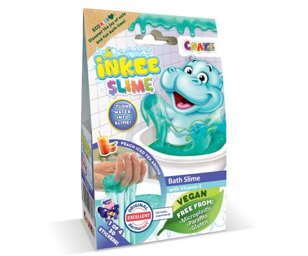 Craze Inkee: Slime de baie vegan cu hipopotam, cu parfum de piersică