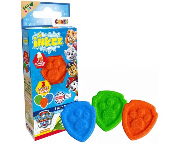 Craze: Set de 3 bombe de baie Paw Patrol cu aromă de gumă de mestecat cola vegană de la Inkee