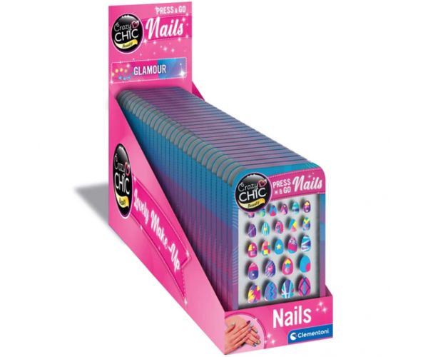 Crazy Chic: Set de unghii false autocolante Glamour 1 buc - Clementoni