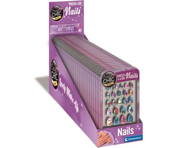 Crazy Chic: Set de unghii false autocolante cu fluturi, 1 bucată - Clementoni