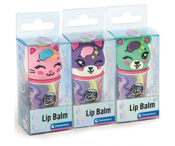Crazy Chic: balsam de buze în recipient cu model animal, în diverse variante, 1 buc. - Clementoni
