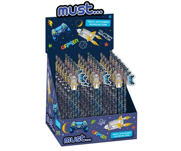 Creion astronaut sau gamer cu radieră 1buc