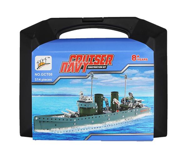 Cruiser Navy set jucărie de construcție metal 514 bucăți set în valiză