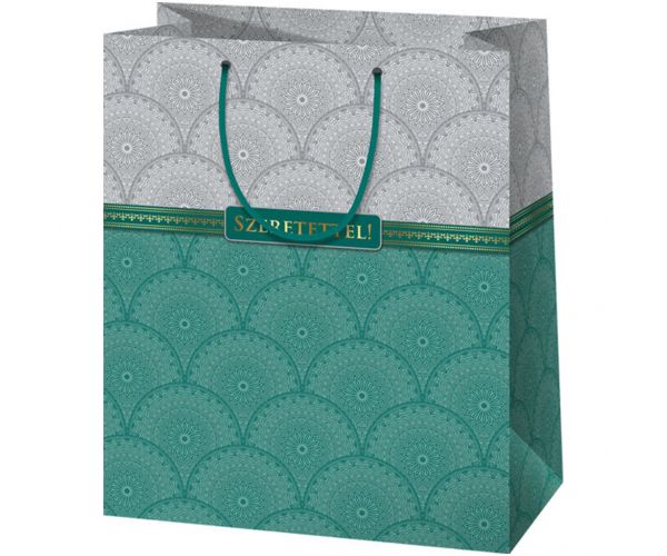 Cu drag! Geantă cadou elegantă de dimensiuni mari cu inserții aurii 33x15x44cm