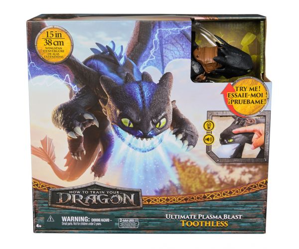 Cum să-ți dresezi dragonul: Figurina de jucărie dragon Fără Dinți Ultimate Plasma Blast cu lumină și sunet, 38 cm - Spin Master