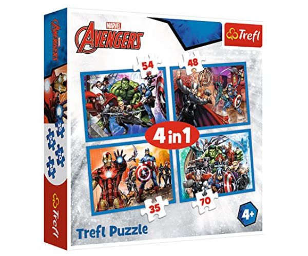 Curajosi Avengers 4 in 1, 35-48-54-70 bucăți puzzle - Trefl