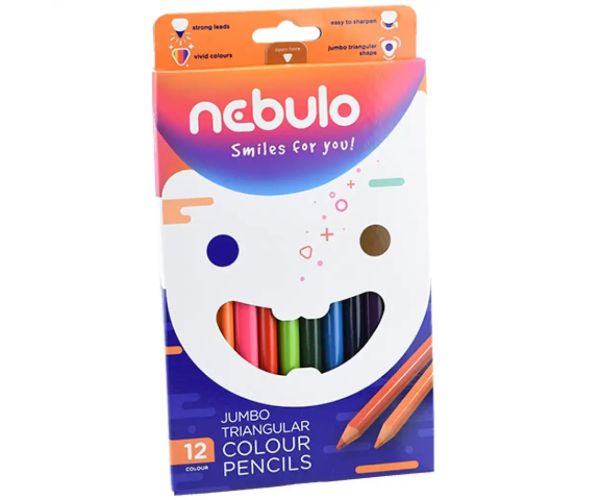 Nebulo: Jumbo set creioane colorate triunghi 12 bucăți