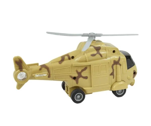 Forțele Armate: elicopter de luptă cu model de camuflaj bej cu efecte de lumină și sunet la scară 1/20 21cm