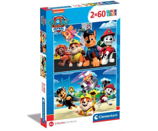 Paw Patrol Supercolor 2 in 1 2x60 bucăți puzzle - Clementoni