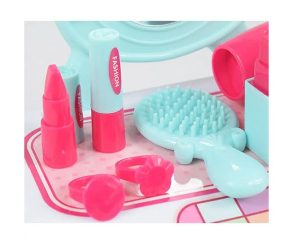 Set de frumusețe cu măsuță de toaletă cu oglindă și machiaj într-o cutie de depozitare