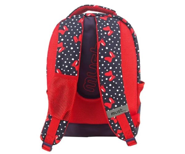 Must: Minnie Mouse albastru închis-roșu rucsac, ghiozdan 32x18x43cm