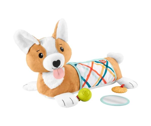 Fischer-Price: Corgie Puppy Crește cu mine pernă cu zornăitoare, dentiție și oglindă - Mattel