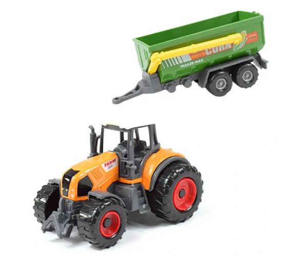 Farm Set: Tractor agricol cu ​​remorcă în patru versiuni 22cm
