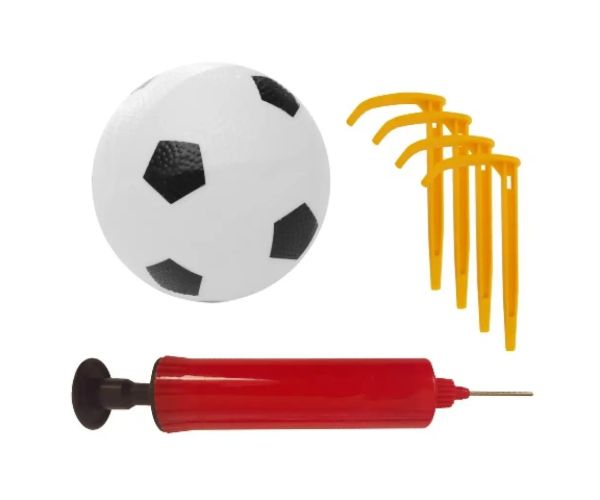 Set poartă de fotbal cu plasă, minge și pompă