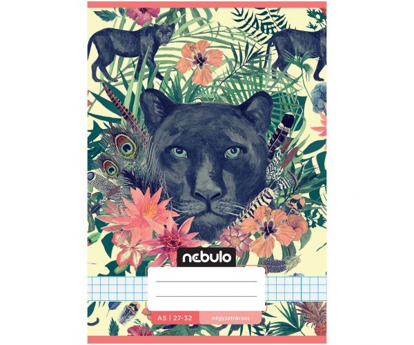 Nebulo: Caiet cu model de leopard negru cu foc 27-32 A/5