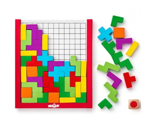 Joc de puzzle Tetris din lemn colorat - Woodyland