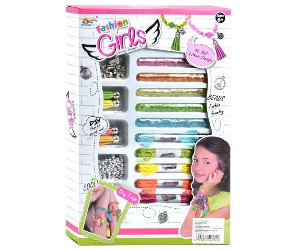 Fashion Girls: Set de fabricare a brățărilor din fire cu peste 100+ de margele colorate și accesorii