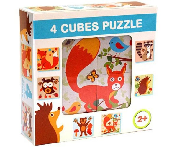 Cub de puzzle cu animale de pădure 4 bc