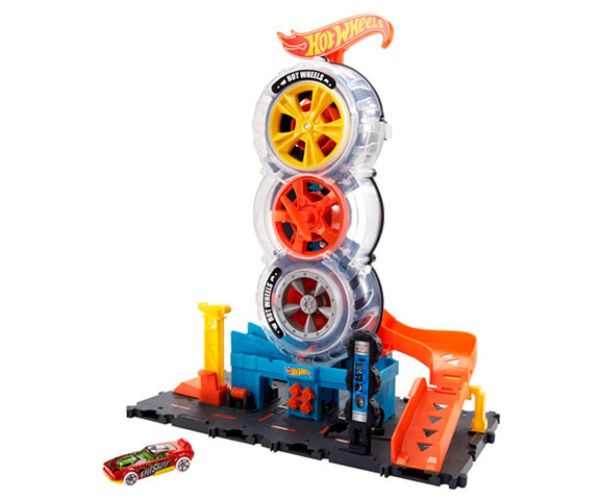 Hot Wheels: City Service anvelope roți triple set de joacă - Mattel
