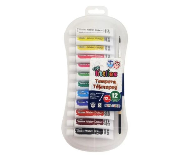 The Littlies: set de tempera colorat de 12 bucăți cu pensulă