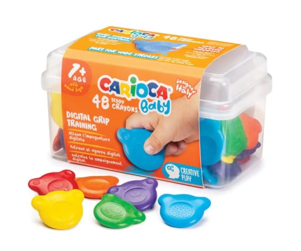 Ursuleț formă Baby Teddy cretă cerată 48 bucăți în suport - Carioca
