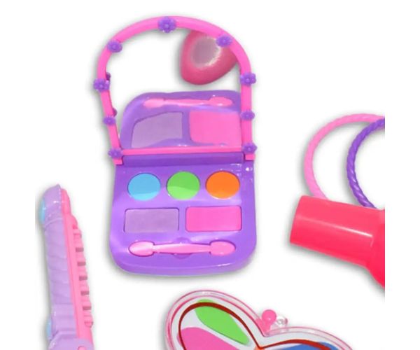 Vouge Girl - Set de frumusețe roz din 9 piese cu palete de machiaj, uscător de păr și accesorii