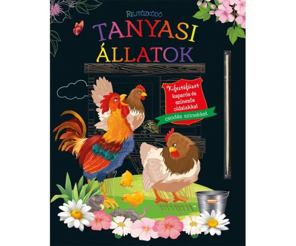 Animale ascunse de la fermă - Carte de colorat cu pagini de zgâriat și colorat