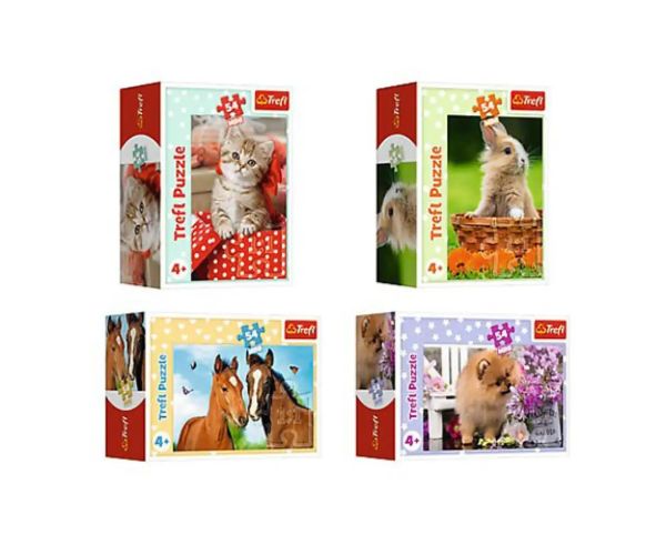 Animale simpatice 54 bucăți mini puzzle 4 variante - Trefl