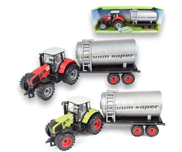 Farm Truck Series: Tractor cu rezervor de apă roșu sau verde 46cm