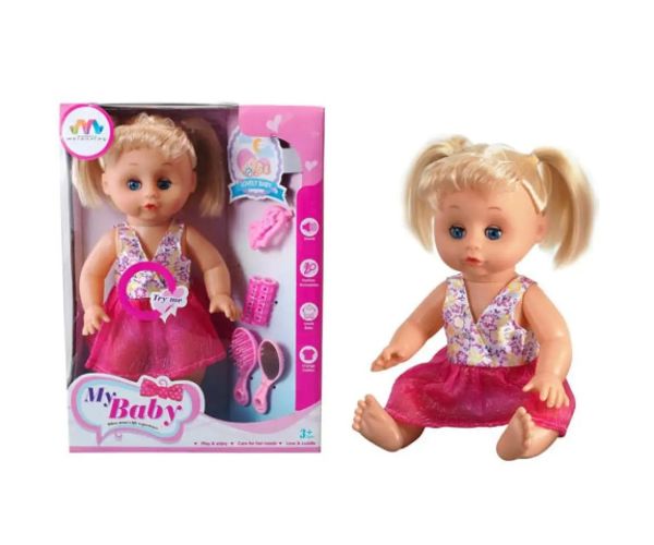 Păpușă blondă cu sunete, accesorii pentru păr și altele