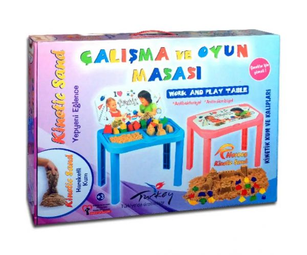 Kinetic Sand: masă de lucru cu scaun care se închide în două culori