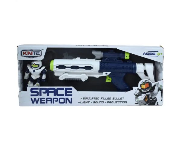 Space Weapon: Armă spațială proiector cu figurină robot, lumina si sunet 34cm
